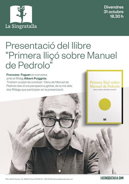 Primera lliçó sobre Manuel de Pedrolo | Llibreria Online de Tremp