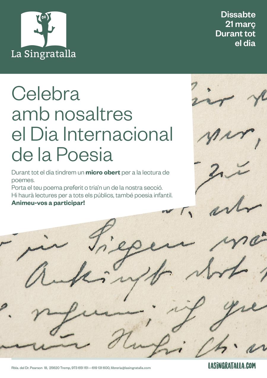 Celebra amb nosaltres el Dia Internacional de la Poesia - Llibreria Online de Tremp