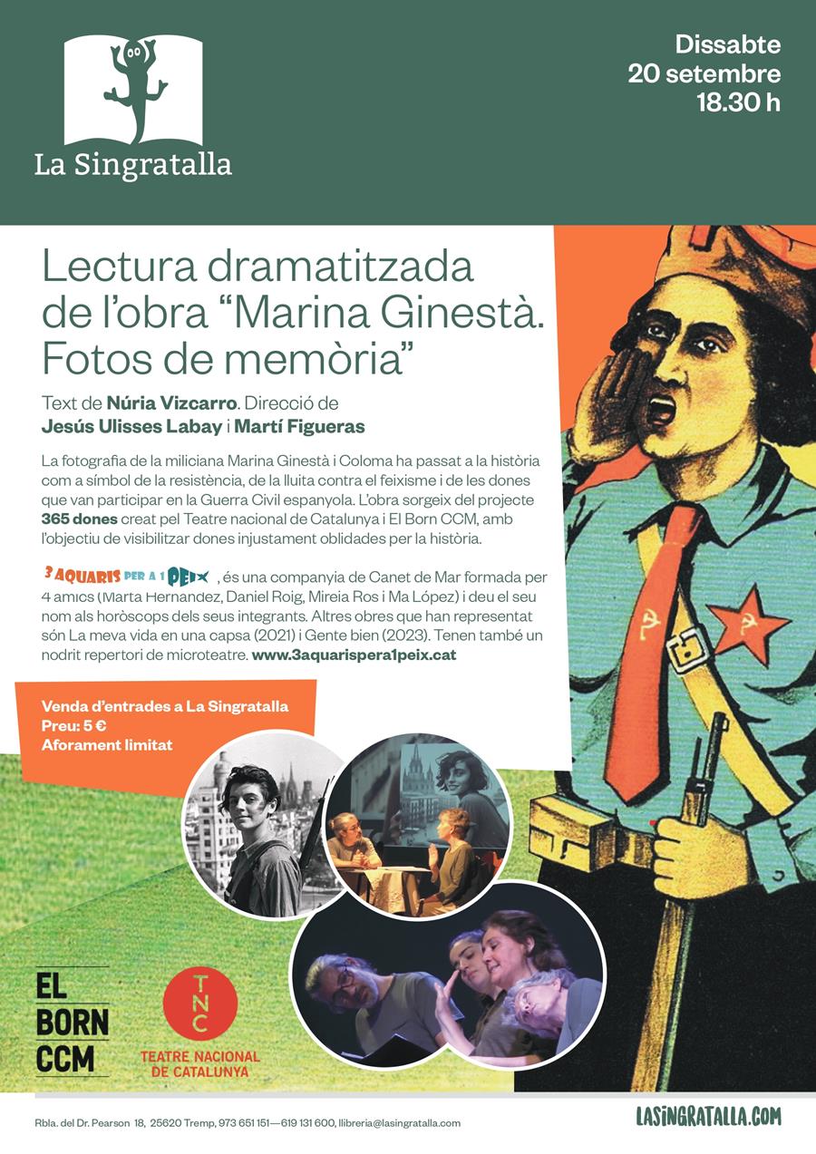Lectura dramatitzada de l’obra “Marina Ginestà. Fotos de memòria” de Núria Vizcarro - Llibreria Online de Tremp