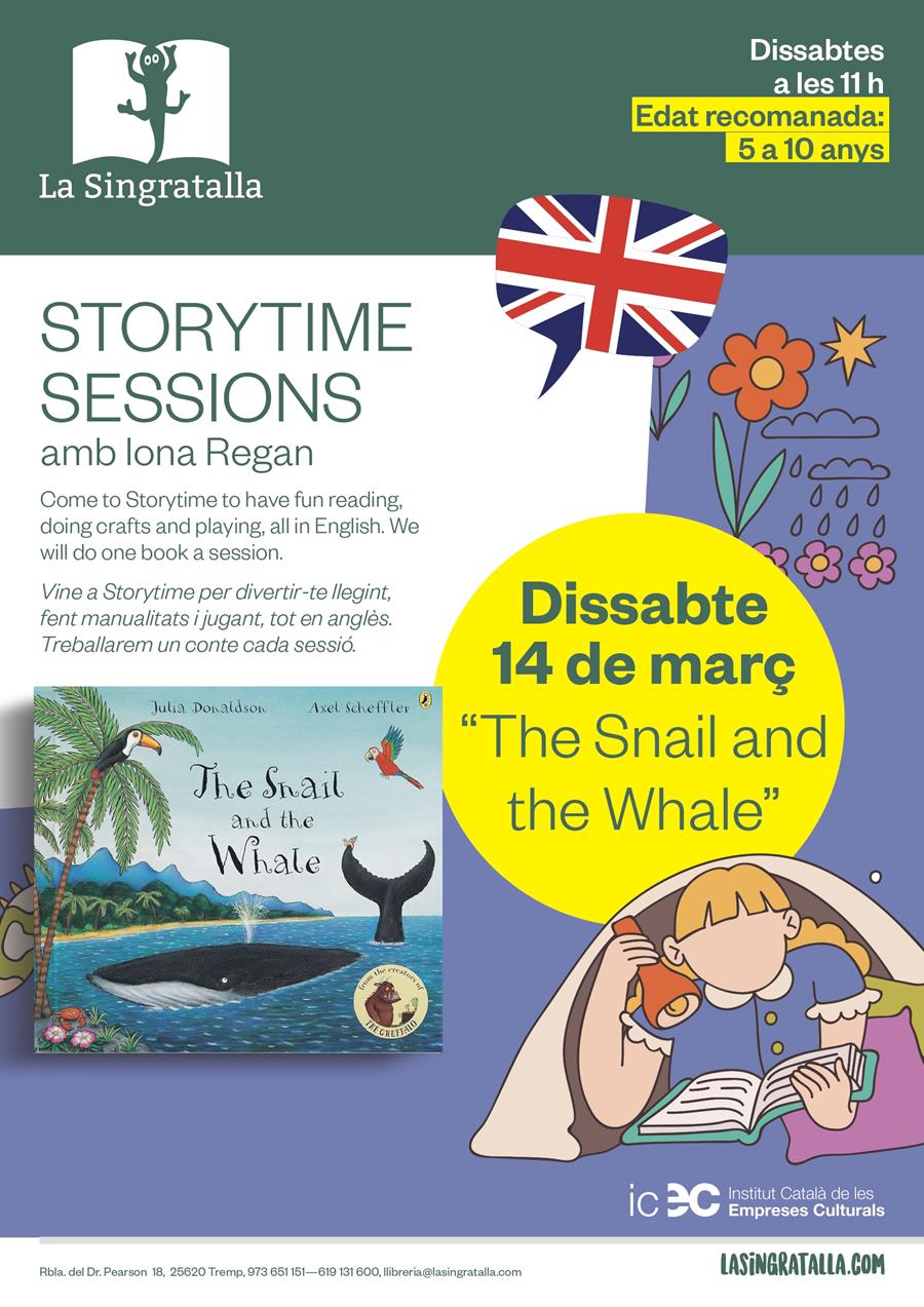 Storytime amb Iona Regan.  "The snail and the whale"  - Llibreria Online de Tremp