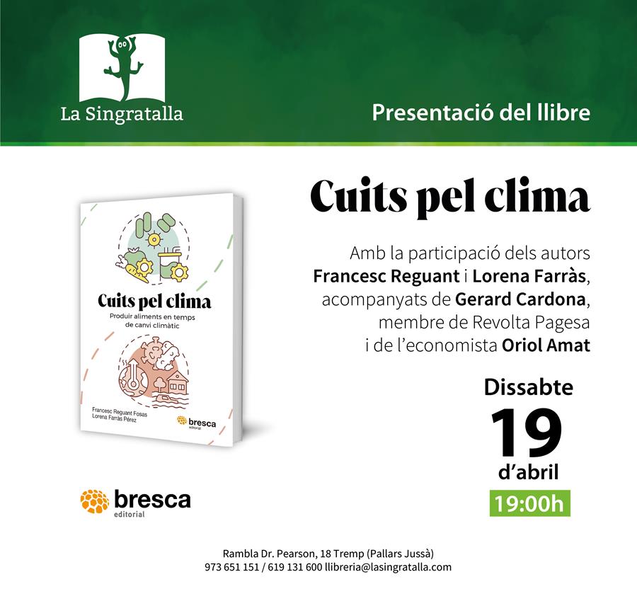 Presentació del llibre "Cuits pel clima" de Lorena Farràs i Francesc Reguant - Llibreria Online de Tremp