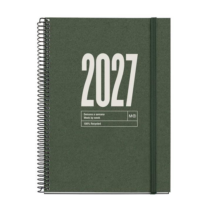 AGENDA 2027 ESPIRAL PLUS SETMANA VISTA HORITZONTAL VERD FOSC L | 8422593348116 | Llibreria Online de Tremp