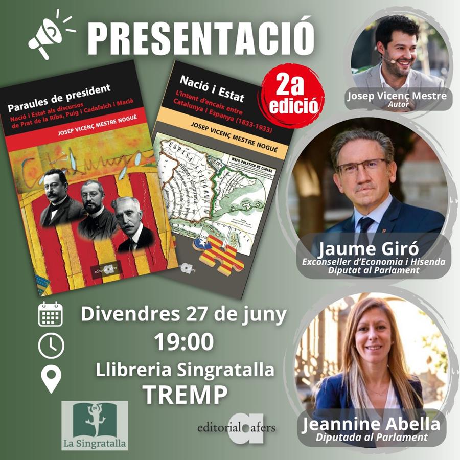 Presentació dels llibres “Paraules de president” i “Nació i Estat” de Josep Vicenç Mestre.  - Llibreria Online de Tremp