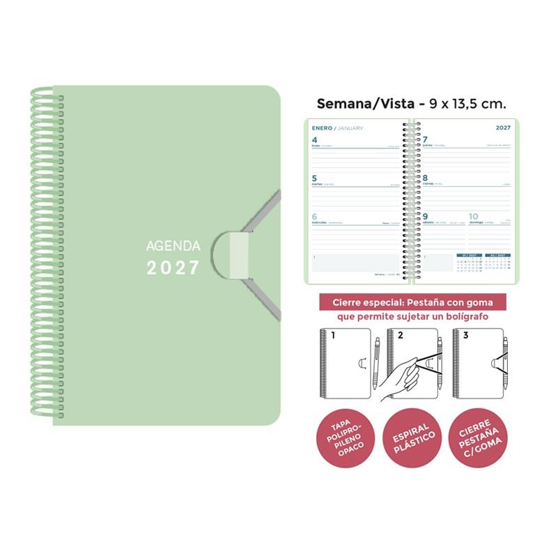 AGENDA 2027 MINI VERD PASTEL SENFORT SETMANA VISTA | 8412885261049 | Llibreria Online de Tremp