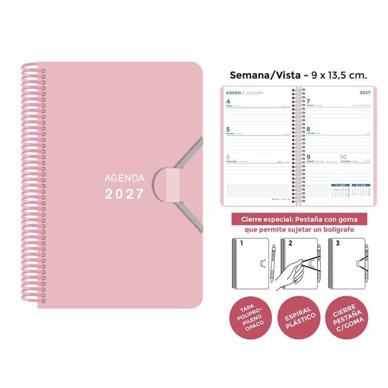 AGEMDA 2027 MINI ROSA PASTEL SENFORT SETMANA VISTA | 8412885261032 | Llibreria Online de Tremp