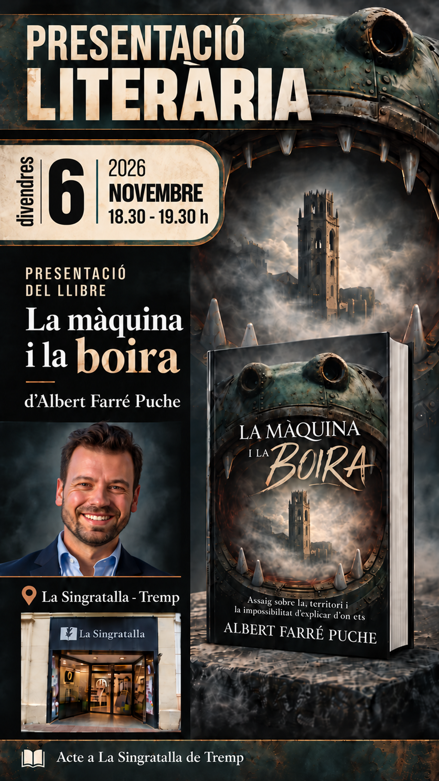 Presentació del llibre  "La màquina i la boira" d'Albert Farré. - Llibreria Online de Tremp