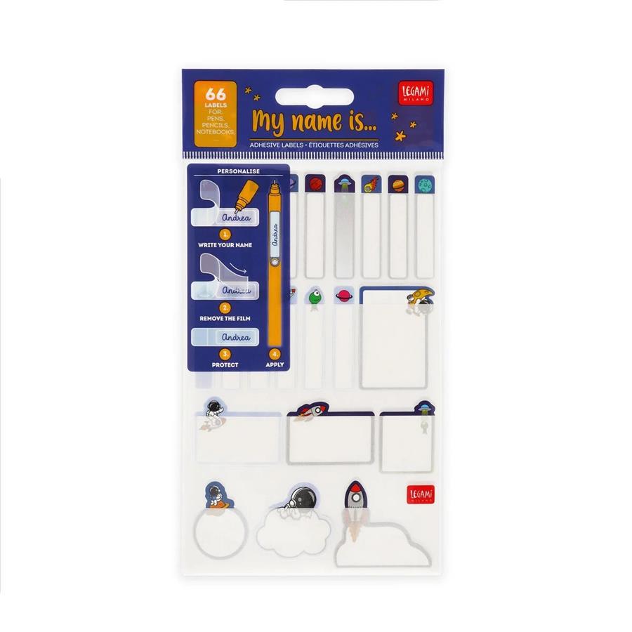 ETIQUETES ADHESIVES AMB PEL·LÍCULA PROTECTORA - MY NAME IS... - SPACE | 8052694129866 | Llibreria Online de Tremp