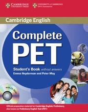 COMPLETE PET STUDENT'S BOOK WITHOUT ANSWERS WITH CD-ROM | 9780521746489 | HEYDERMAN, EMMA/MAY, PETER