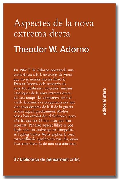 ASPECTES DE LA NOVA EXTREMA DRETA | 9788418618413 | ADORNO, THEODOR W. | Llibreria Online de Tremp