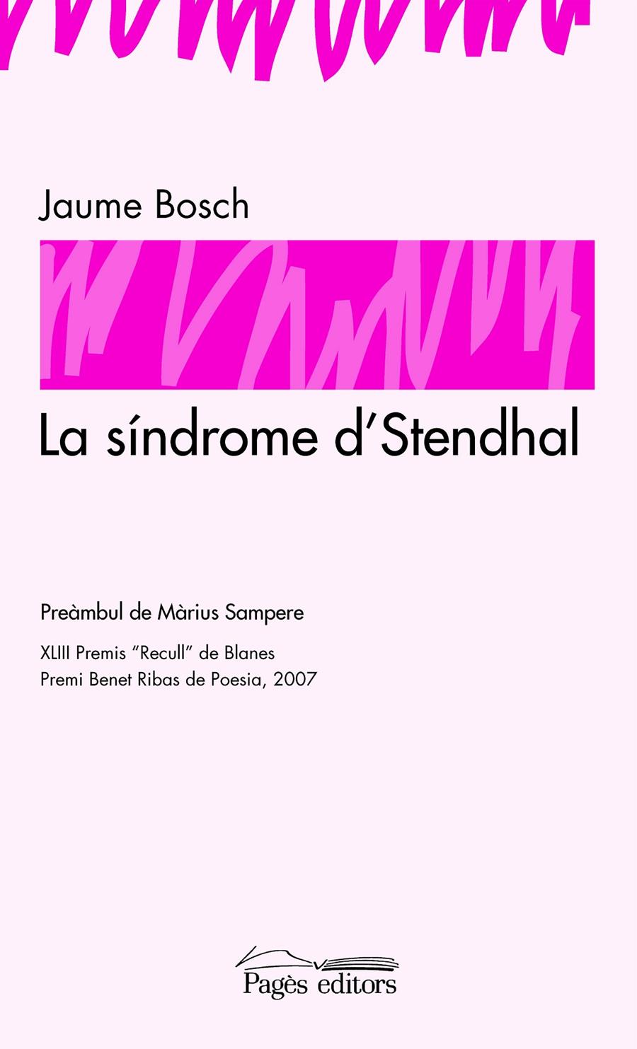 SINDROME D'STENDHAL, LA | 9788497795845 | BOSCH, JAUME | Llibreria Online de Tremp