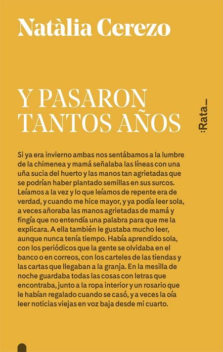 Y PASARON TANTOS AÑOS | 9788416738052 | CEREZO, NATÀLIA | Llibreria Online de Tremp