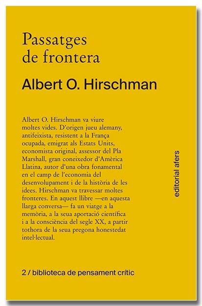PASSATGES DE FRONTERA | 9788418618277 | HIRSCHMAN, ALBERT O. | Llibreria Online de Tremp
