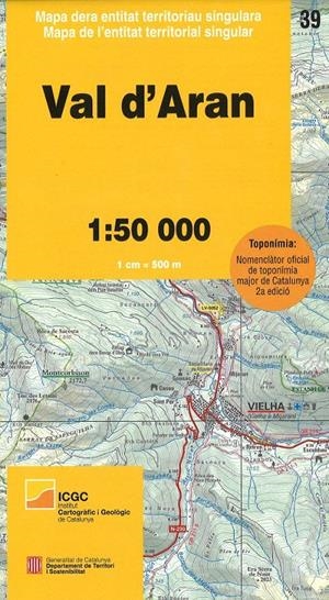 39 VAL D'ARAN 1:50.000 -ICC MAPA COMARCAL CATALUNY | 9788439393542 | Llibreria Online de Tremp