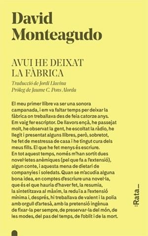 AVUI HE DEIXAT LA FÀBRICA | 9788416738274 | MONTEAGUDO, DAVID | Llibreria Online de Tremp