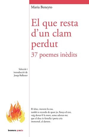 EL QUE RESTA D'UN CLAM PERDUT. 37 POEMES INÈDITS | 9788413588056 | MARIA BENEYTO | Llibreria Online de Tremp