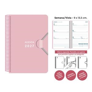 AGEMDA 2027 MINI ROSA PASTEL SENFORT SETMANA VISTA | 8412885261032 | Llibreria Online de Tremp