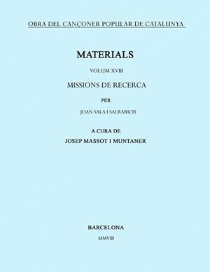 OBRA DEL CANÇONER POPULAR DE CATALUNYA: MATERIALS VOLUM XVII | 9788498830705 | SALA, JOAN ; MASSOT, JOSEP | Llibreria Online de Tremp