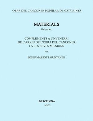 OBRA DEL CANÇONER POPULAR CATALUNYA VOL. XXI | 9788498834642 | MASSOT MUNTANER, JOSEP