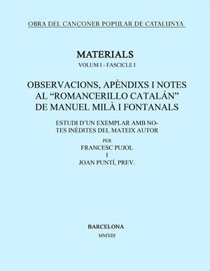 OBRA DEL CANÇONER POPULAR DE CATALUNYA. VOLUM I. FASCICLE 1. OBSERVACIONS, APÈND | 9788498835922 | VARIOS AUTORES